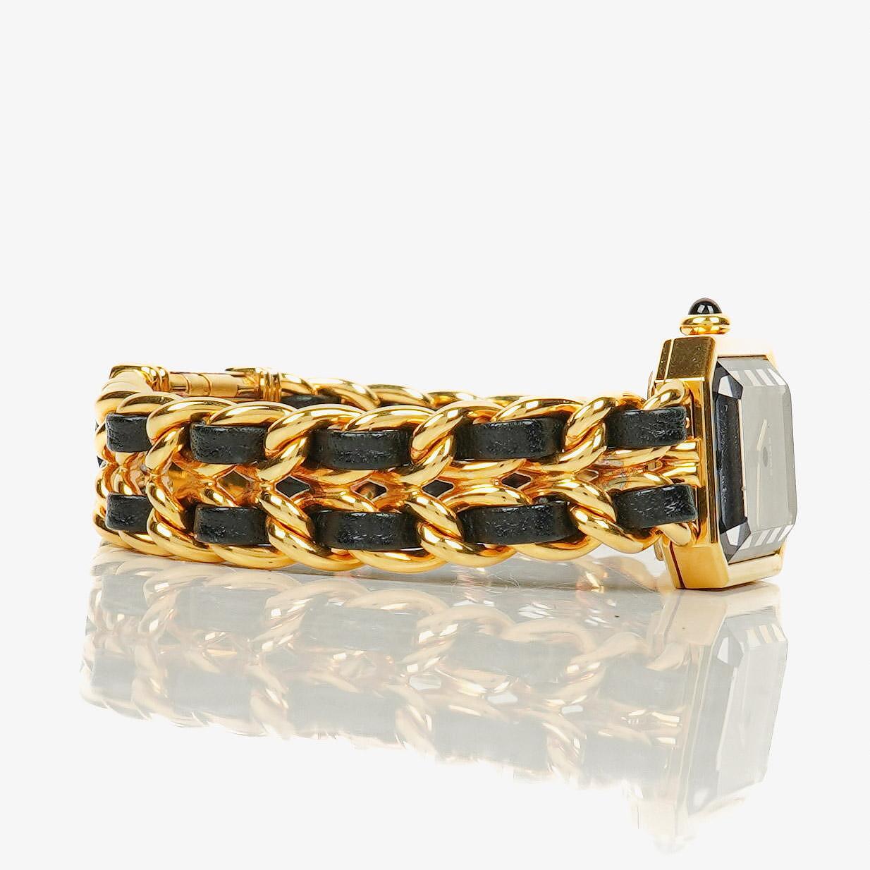 Chanel Stainless Steel Lambskin 20mm Chain Premiere Quartz Watch Gold L