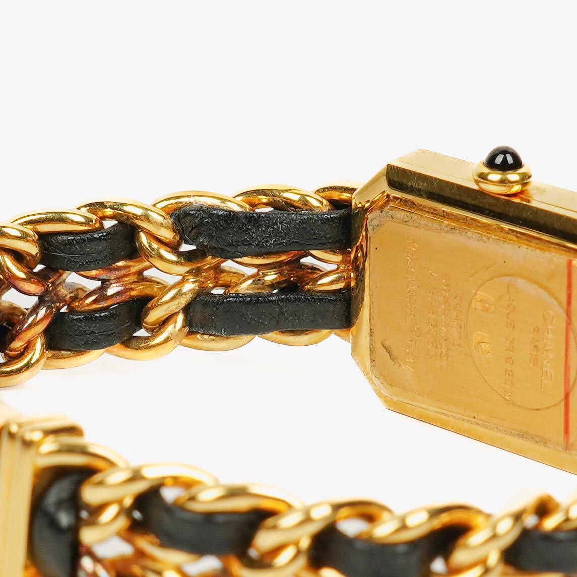 Chanel Stainless Steel Lambskin 20mm Chain Premiere Quartz Watch Gold L