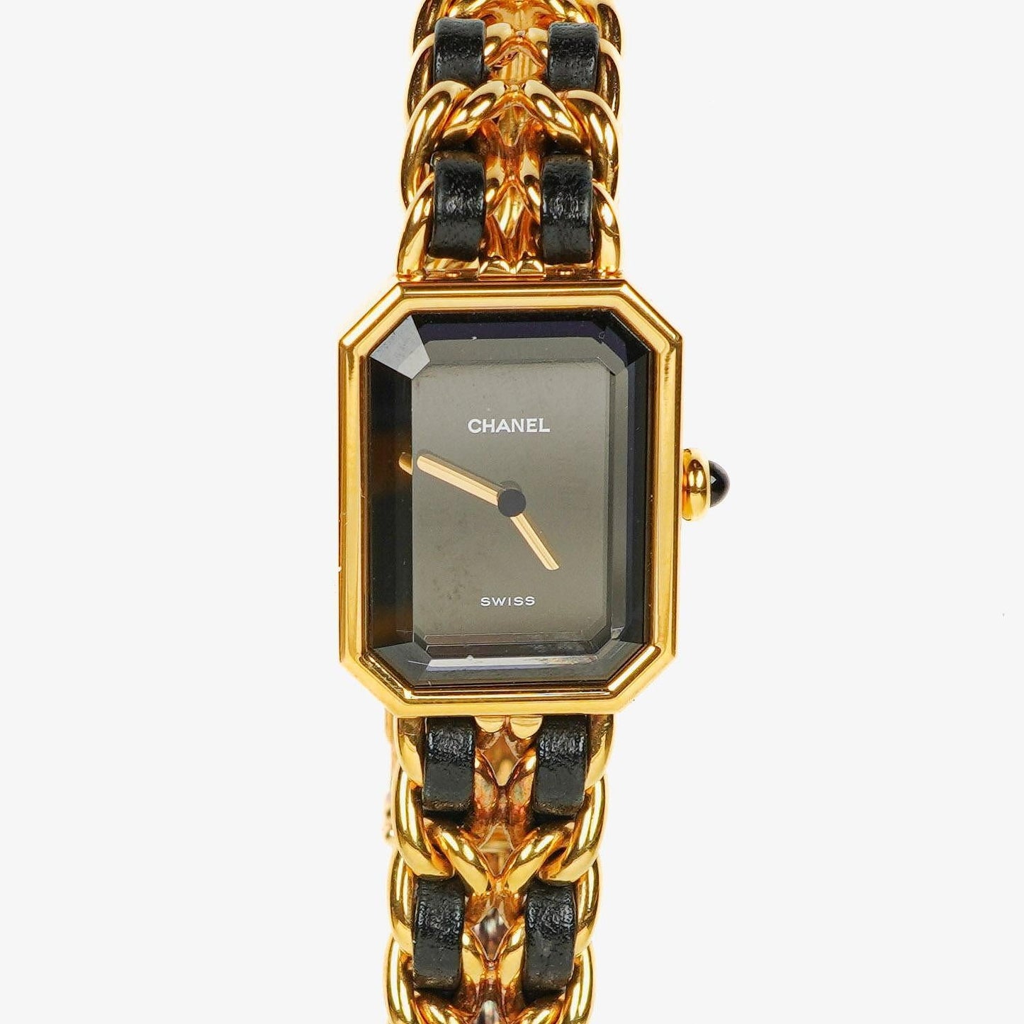 Chanel Stainless Steel Lambskin 20mm Chain Premiere Quartz Watch Gold L