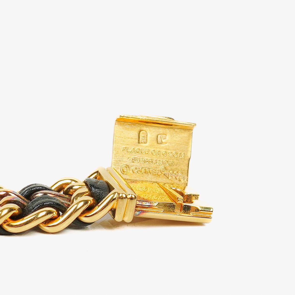 Chanel Stainless Steel Lambskin 20mm Chain Premiere Quartz Watch Gold L