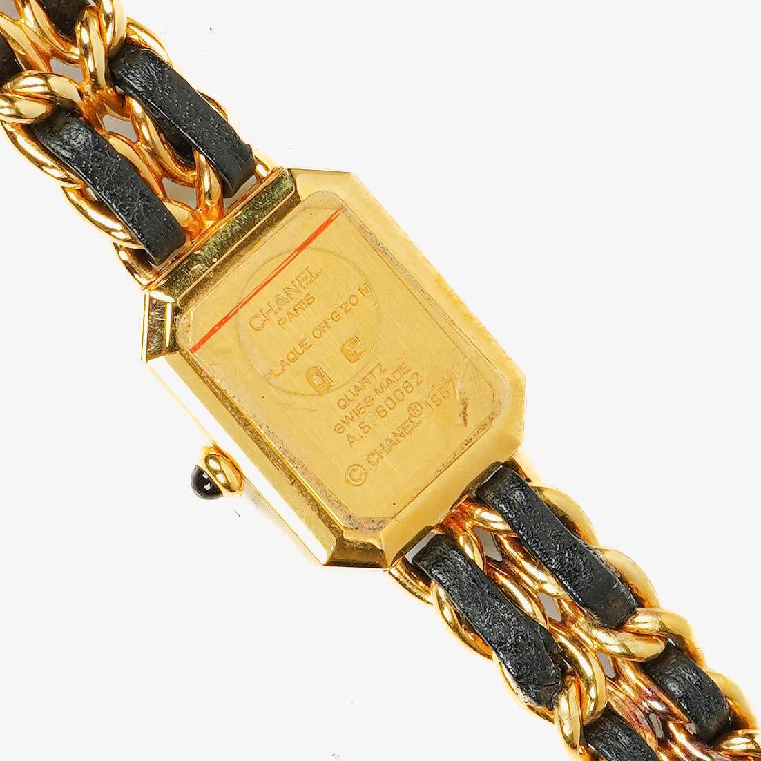 Chanel Stainless Steel Lambskin 20mm Chain Premiere Quartz Watch Gold L