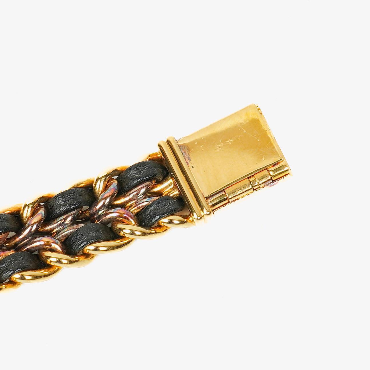 Chanel Stainless Steel Lambskin 20mm Chain Premiere Quartz Watch Gold L