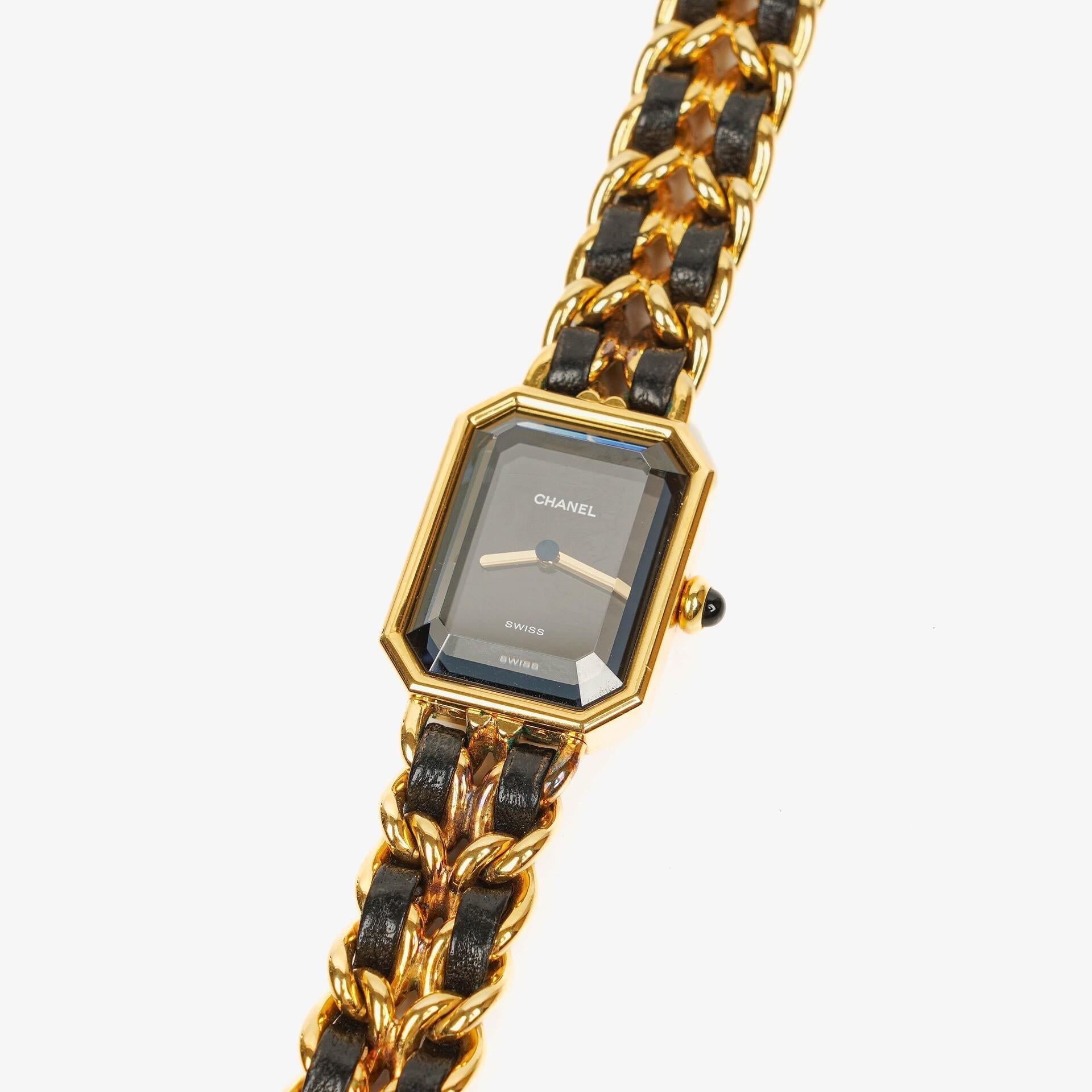 Chanel Stainless Steel Lambskin 20mm Chain Premiere Quartz Watch Gold M