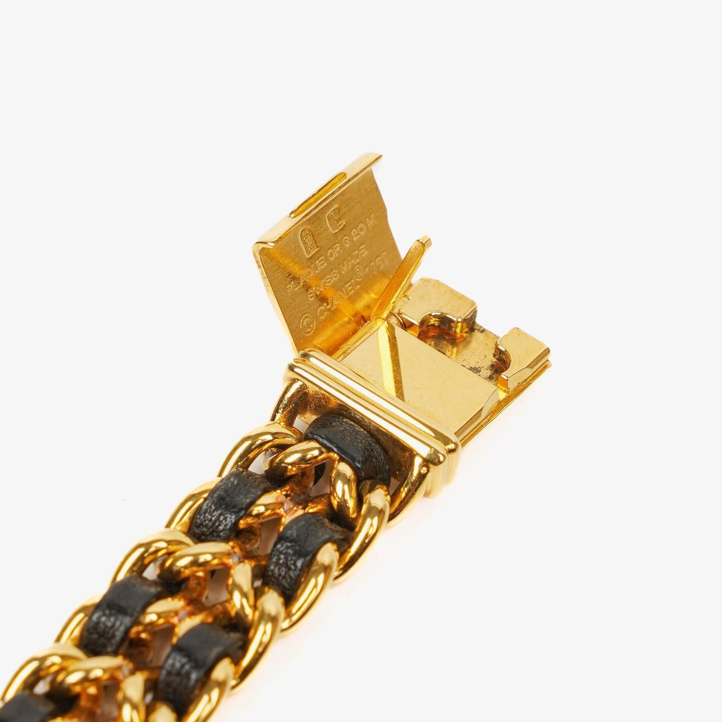 Chanel Stainless Steel Lambskin 20mm Chain Premiere Quartz Watch Gold M