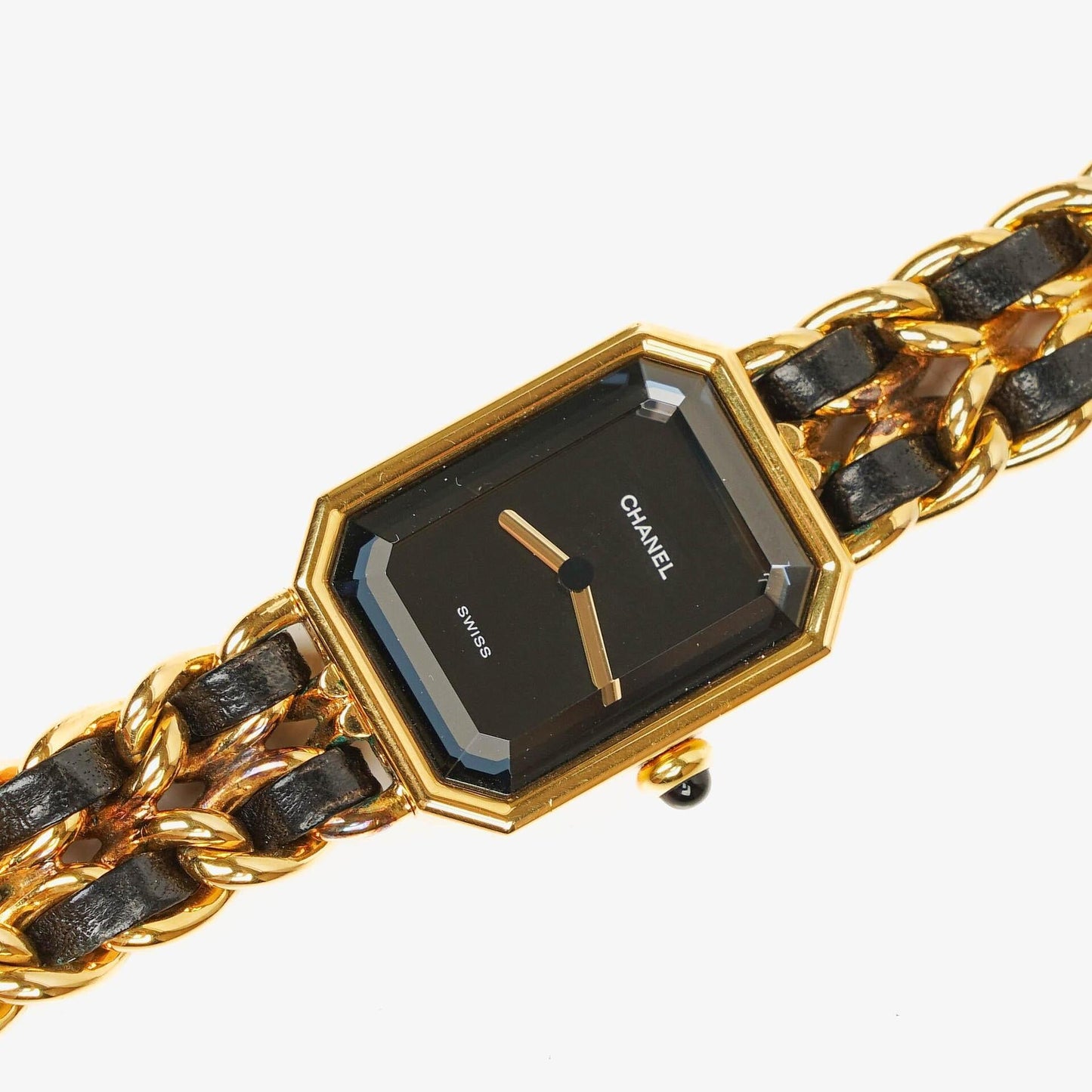 Chanel Stainless Steel Lambskin 20mm Chain Premiere Quartz Watch Gold M
