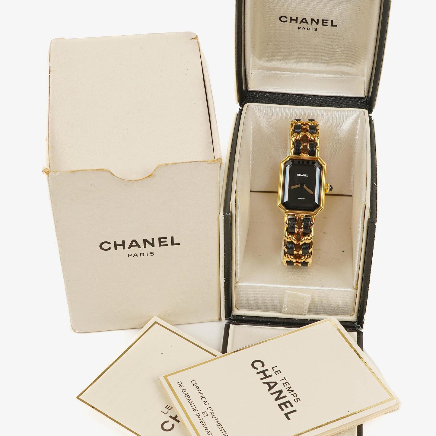 Chanel Stainless Steel Lambskin 20mm Chain Premiere Quartz Watch Gold M