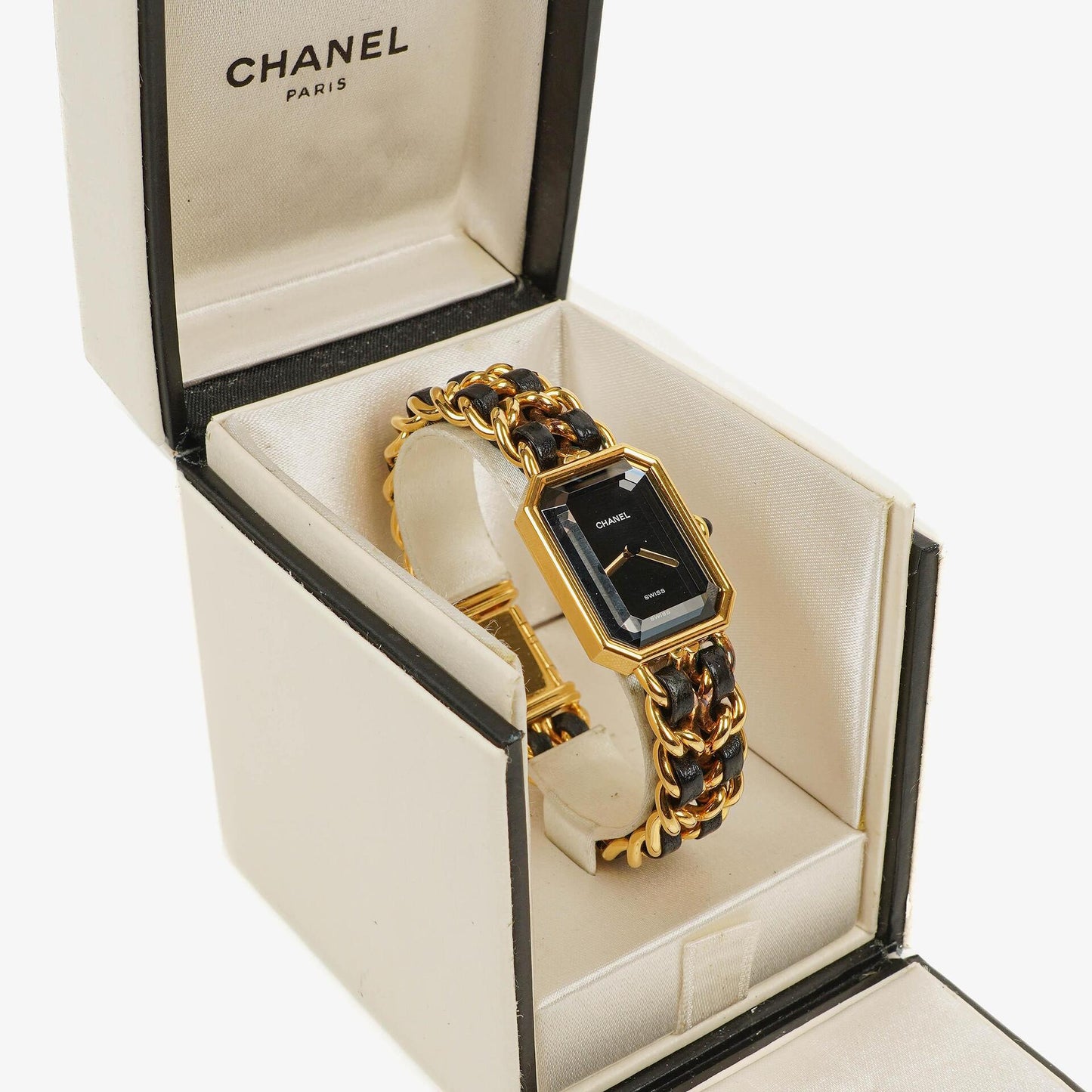 Chanel Stainless Steel Lambskin 20mm Chain Premiere Quartz Watch Gold M