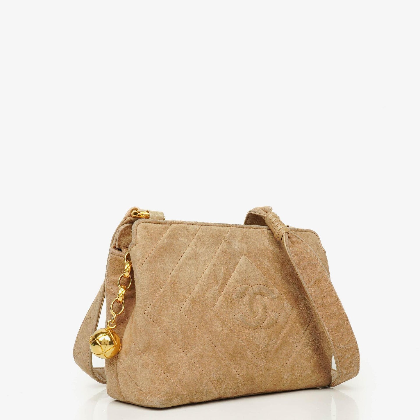 Chanel Suede Chevron Quilted Tassel Camera Bag