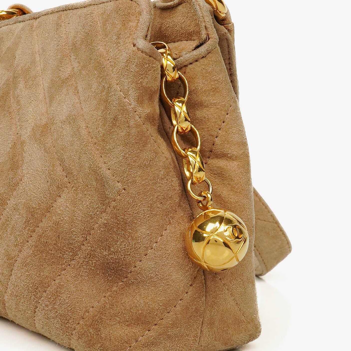Chanel Suede Chevron Quilted Tassel Camera Bag