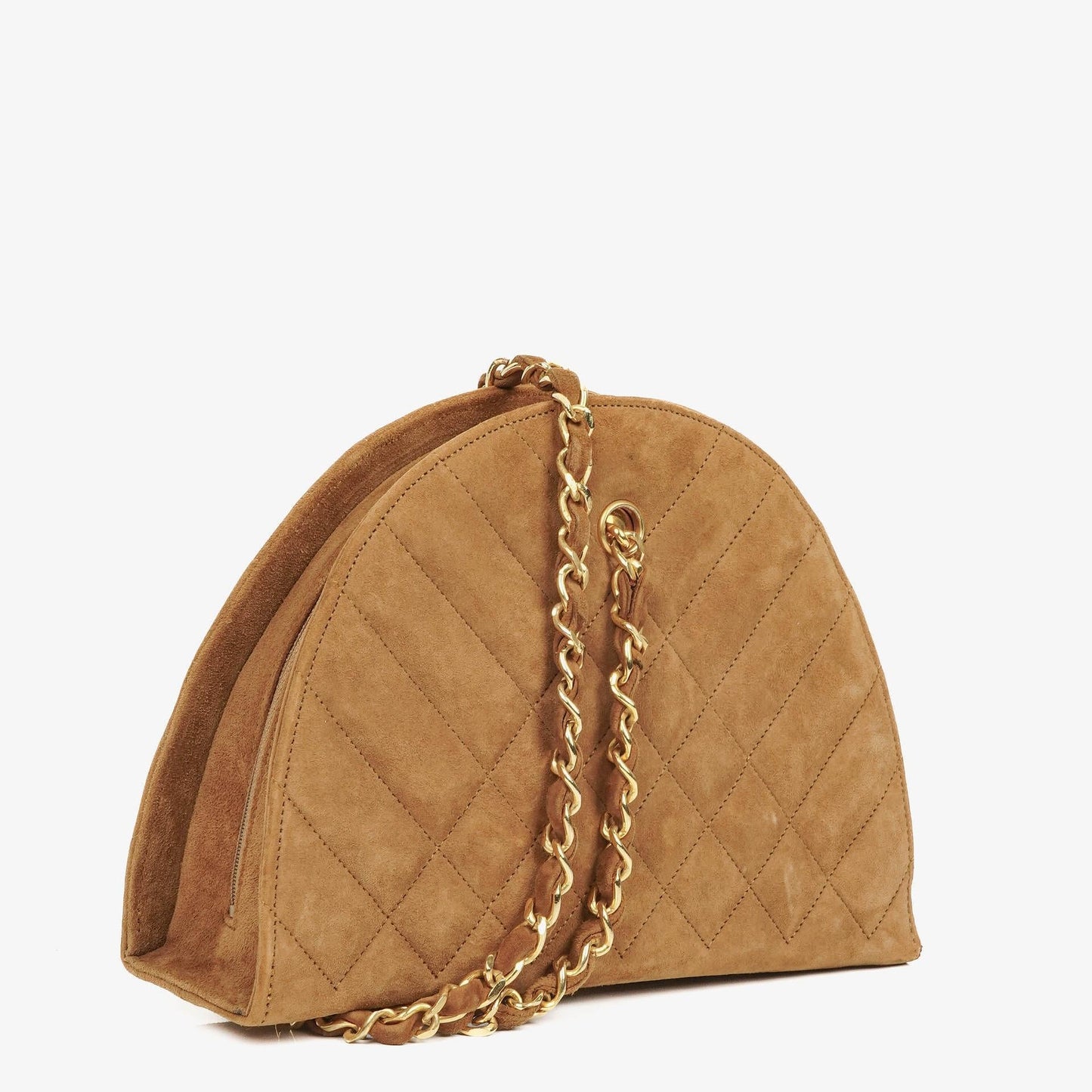 Chanel Suede Half Moon Brown Shoulder Bag