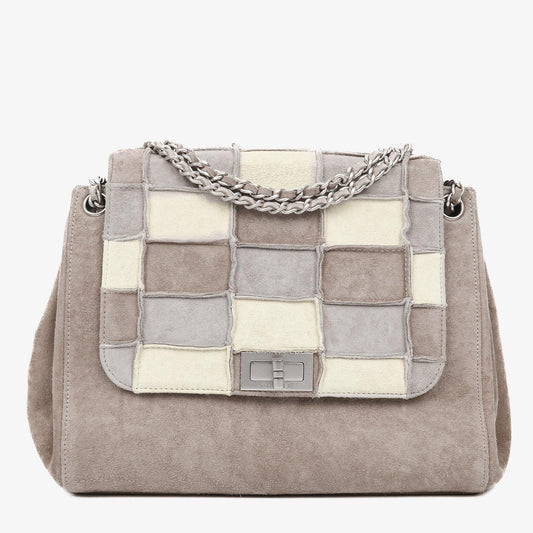 Chanel Beige Suede Patchwork Accordion Mademoiselle Flap