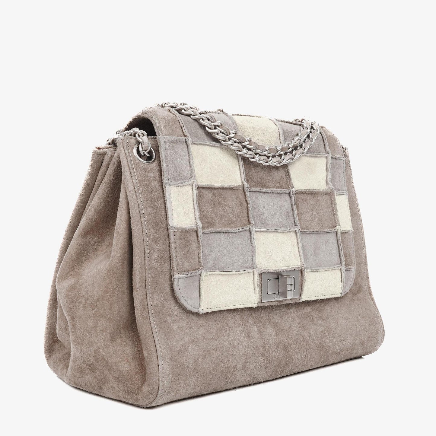 Chanel Beige Suede Patchwork Accordion Mademoiselle Flap