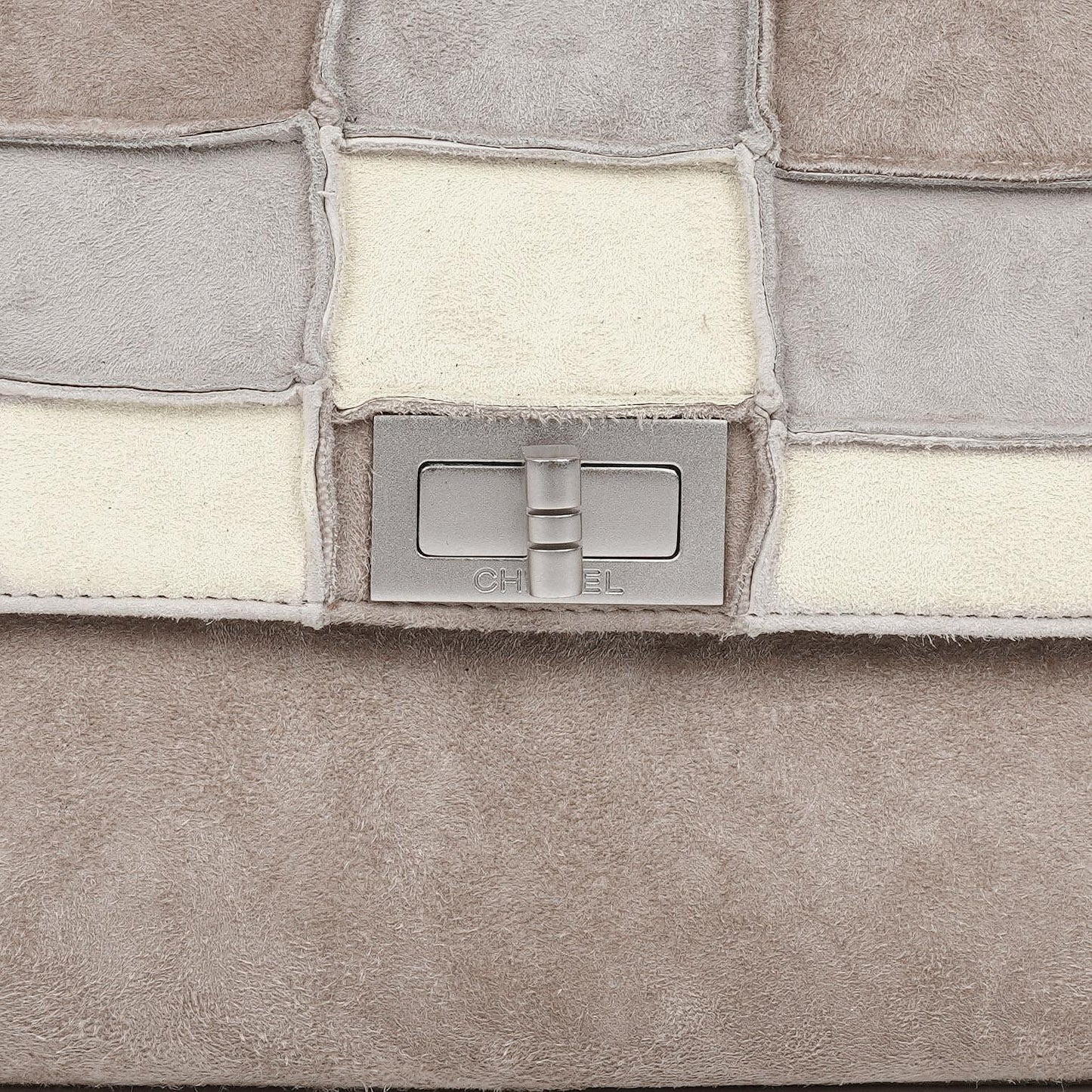 Chanel Beige Suede Patchwork Accordion Mademoiselle Flap