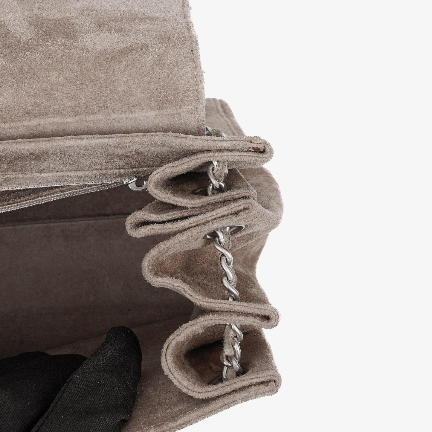 Chanel Beige Suede Patchwork Accordion Mademoiselle Flap