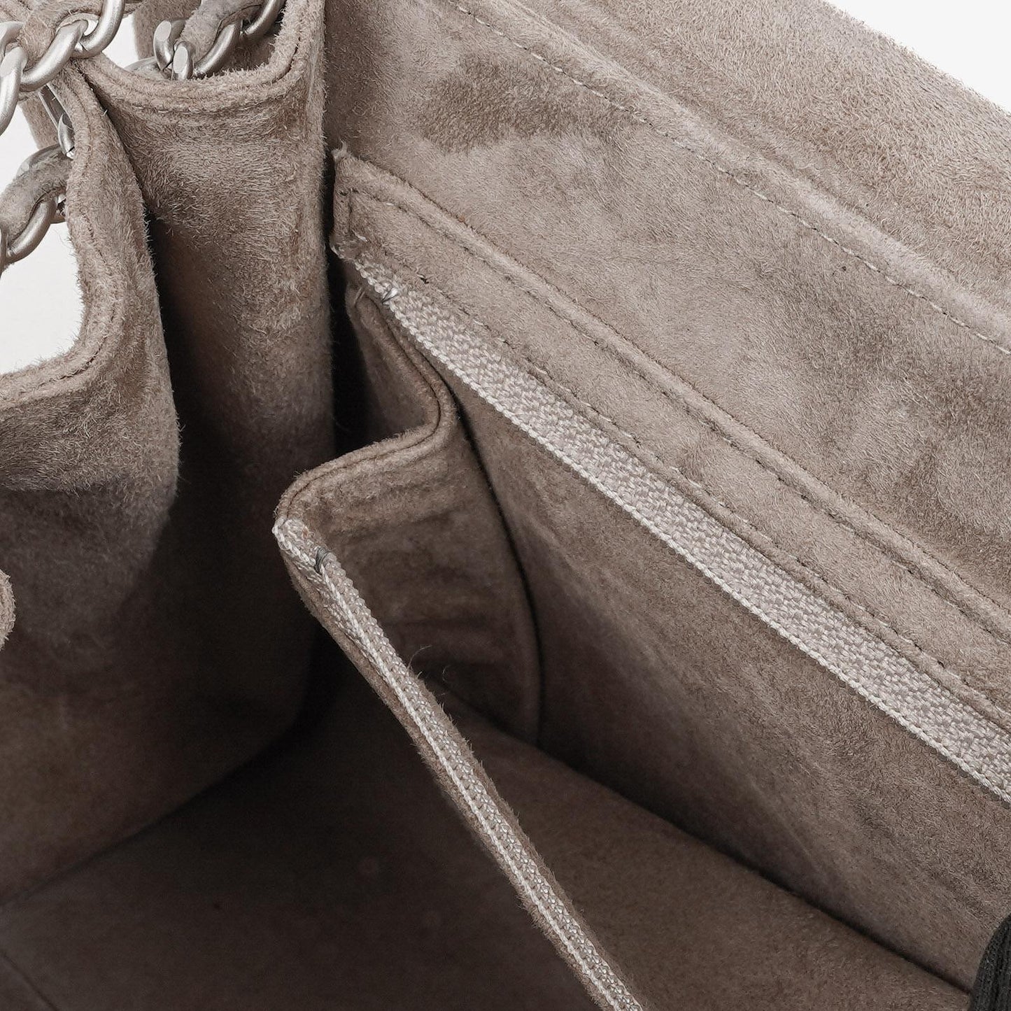Chanel Beige Suede Patchwork Accordion Mademoiselle Flap