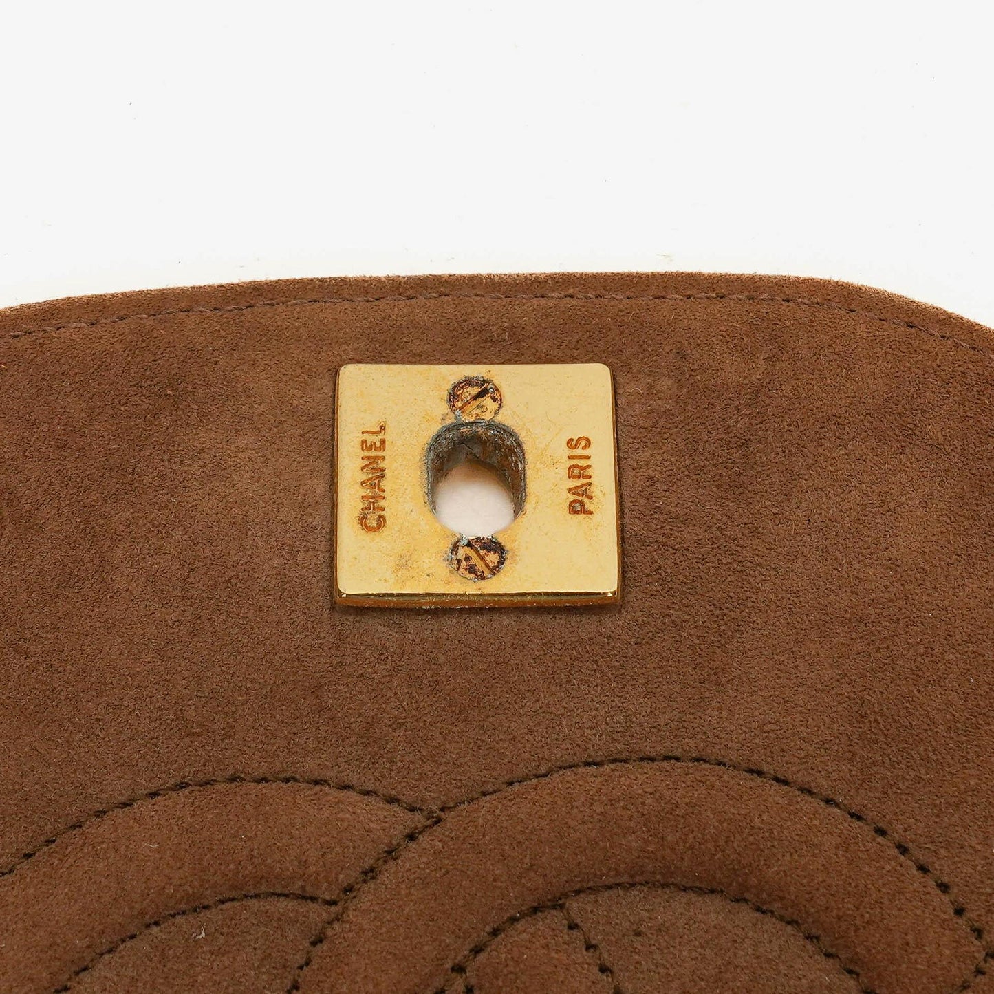 Chanel Suede Quilted Half Moon Full Flap Bag