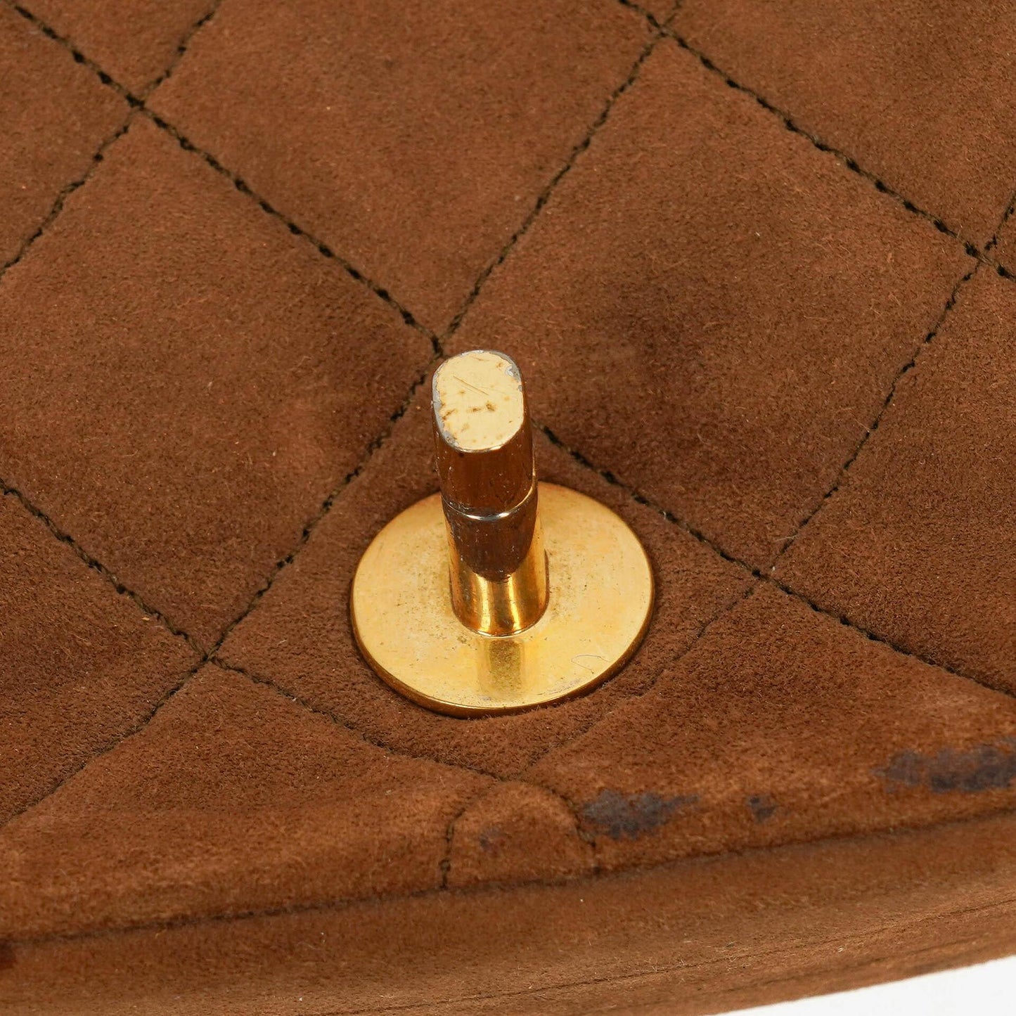 Chanel Suede Quilted Half Moon Full Flap Bag