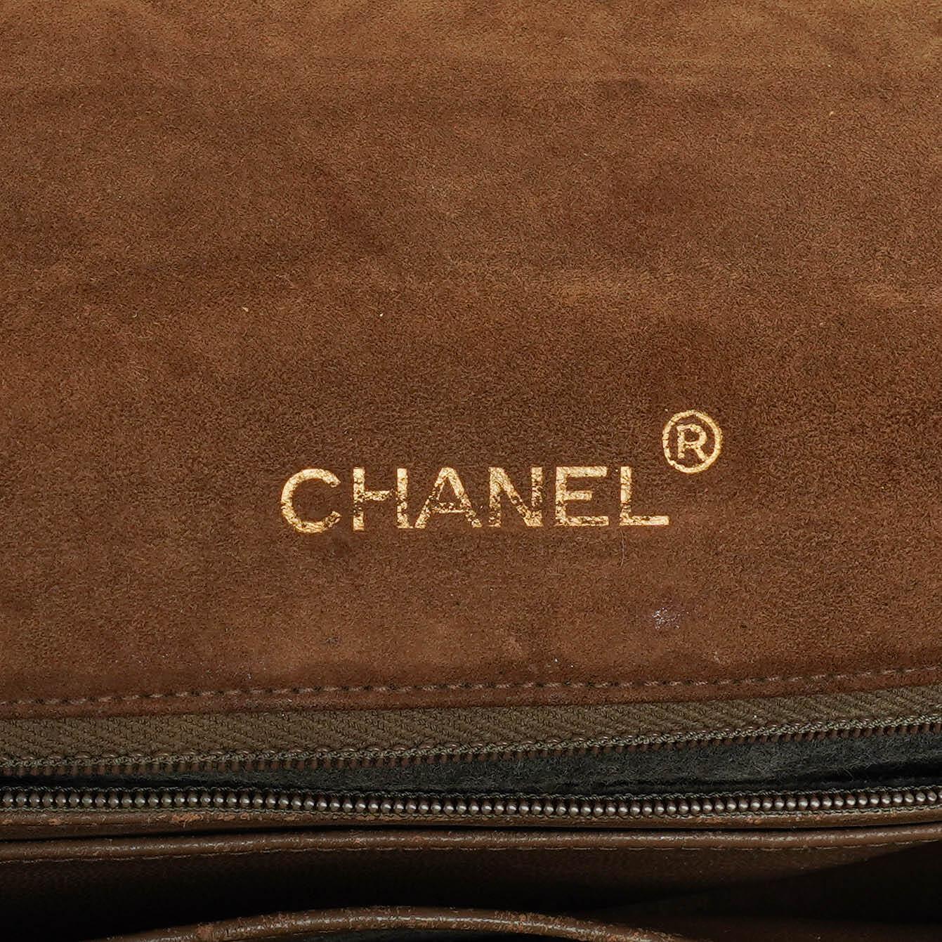 Chanel Suede Quilted Half Moon Full Flap Bag