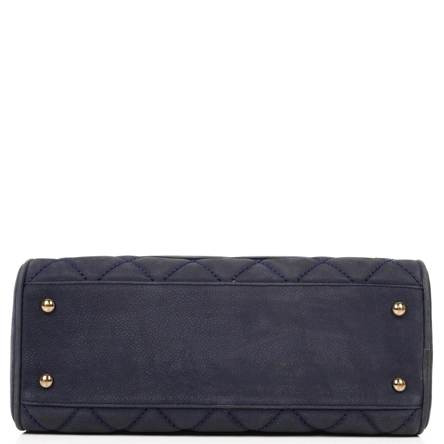 Chanel Timeless CC Medium Bowling Bag Navy Blue Quilted Caviar Gold Hardware 2004-2005