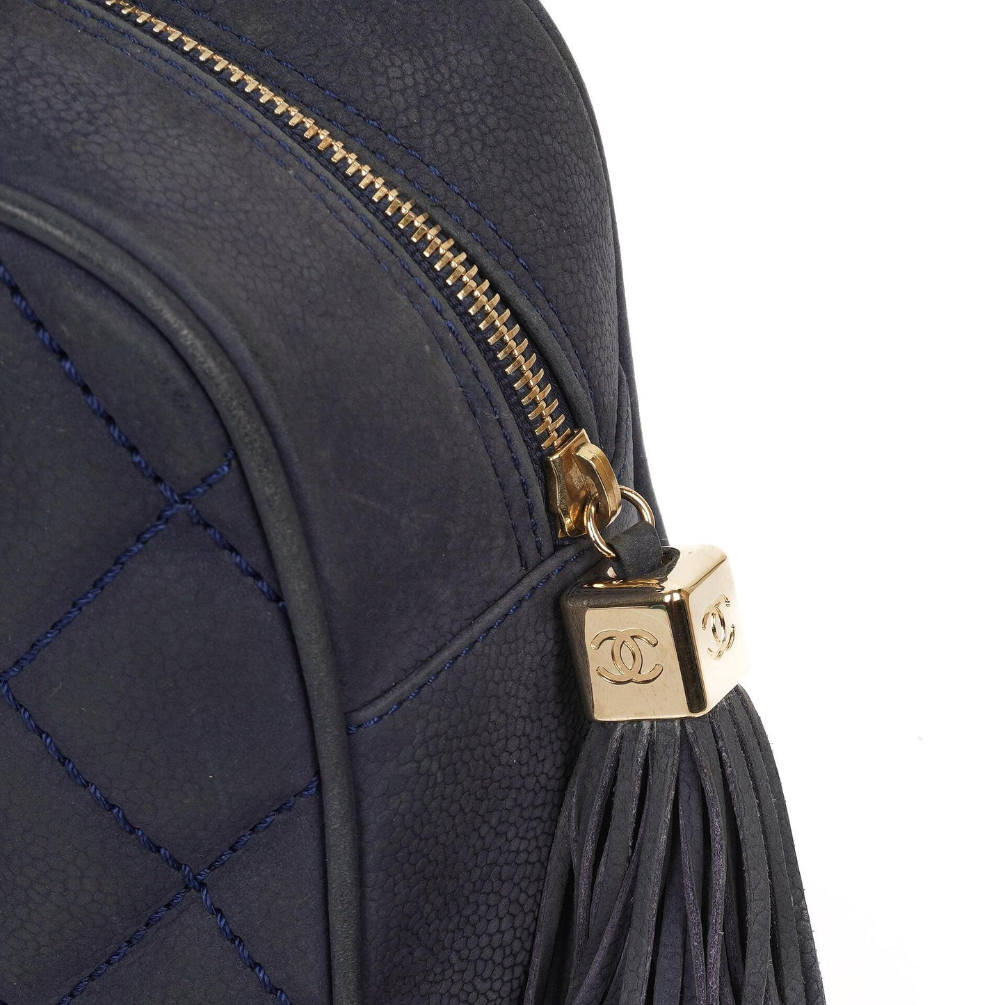 Chanel Timeless CC Medium Bowling Bag Navy Blue Quilted Caviar Gold Hardware 2004-2005