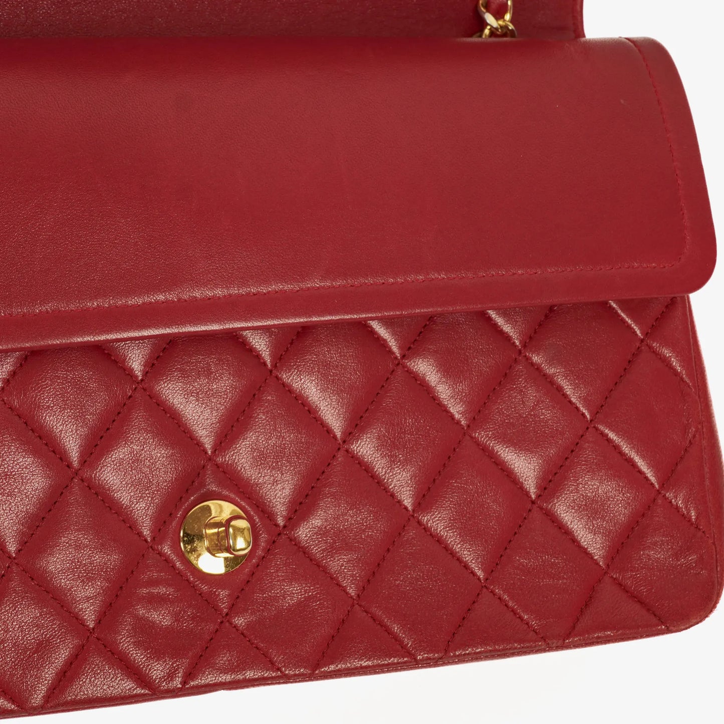 Chanel Timeless Classic Double Flap Bag Red Quilted Lambskin 24K Gold-Plated Hardware