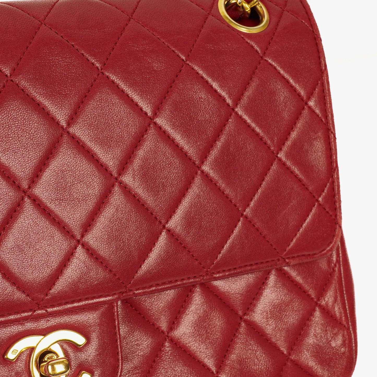 Chanel Timeless Classic Double Flap Bag Red Quilted Lambskin 24K Gold-Plated Hardware