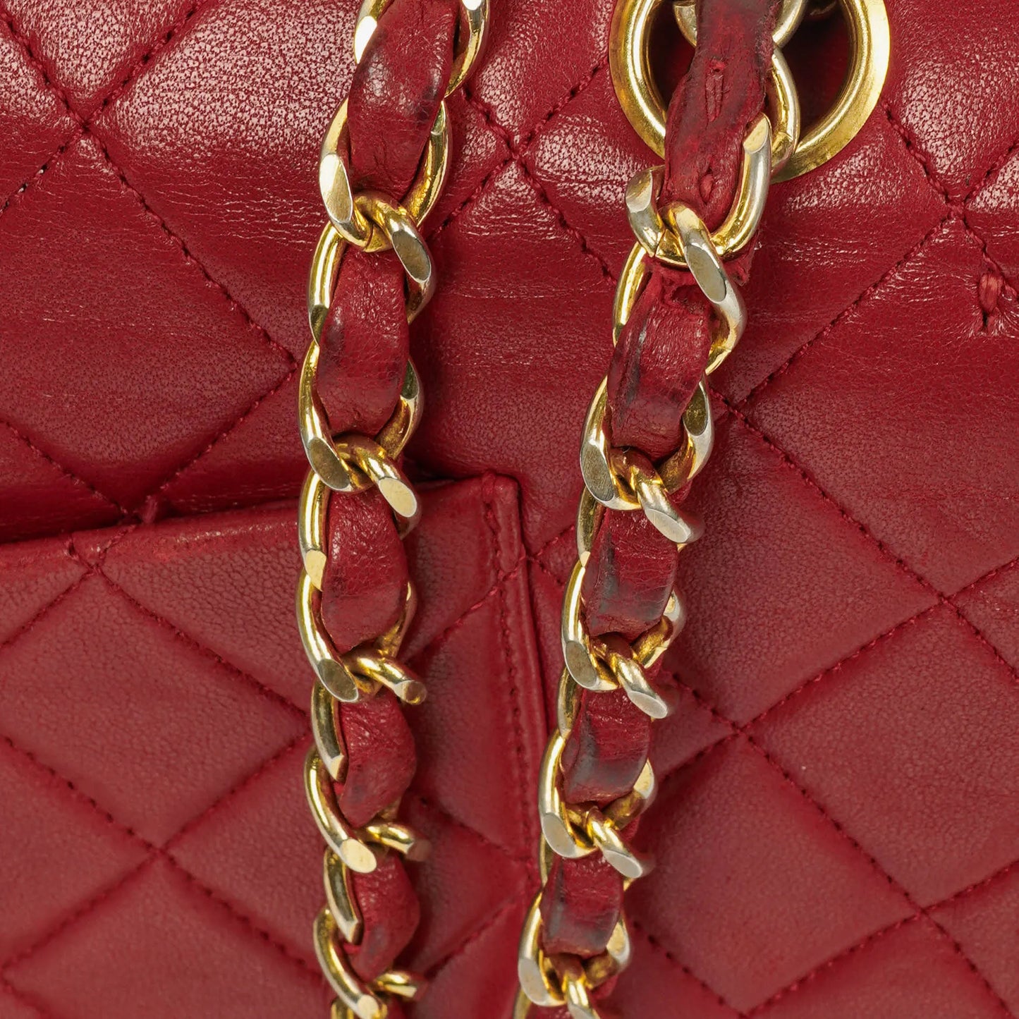 Chanel Timeless Classic Double Flap Bag Red Quilted Lambskin 24K Gold-Plated Hardware