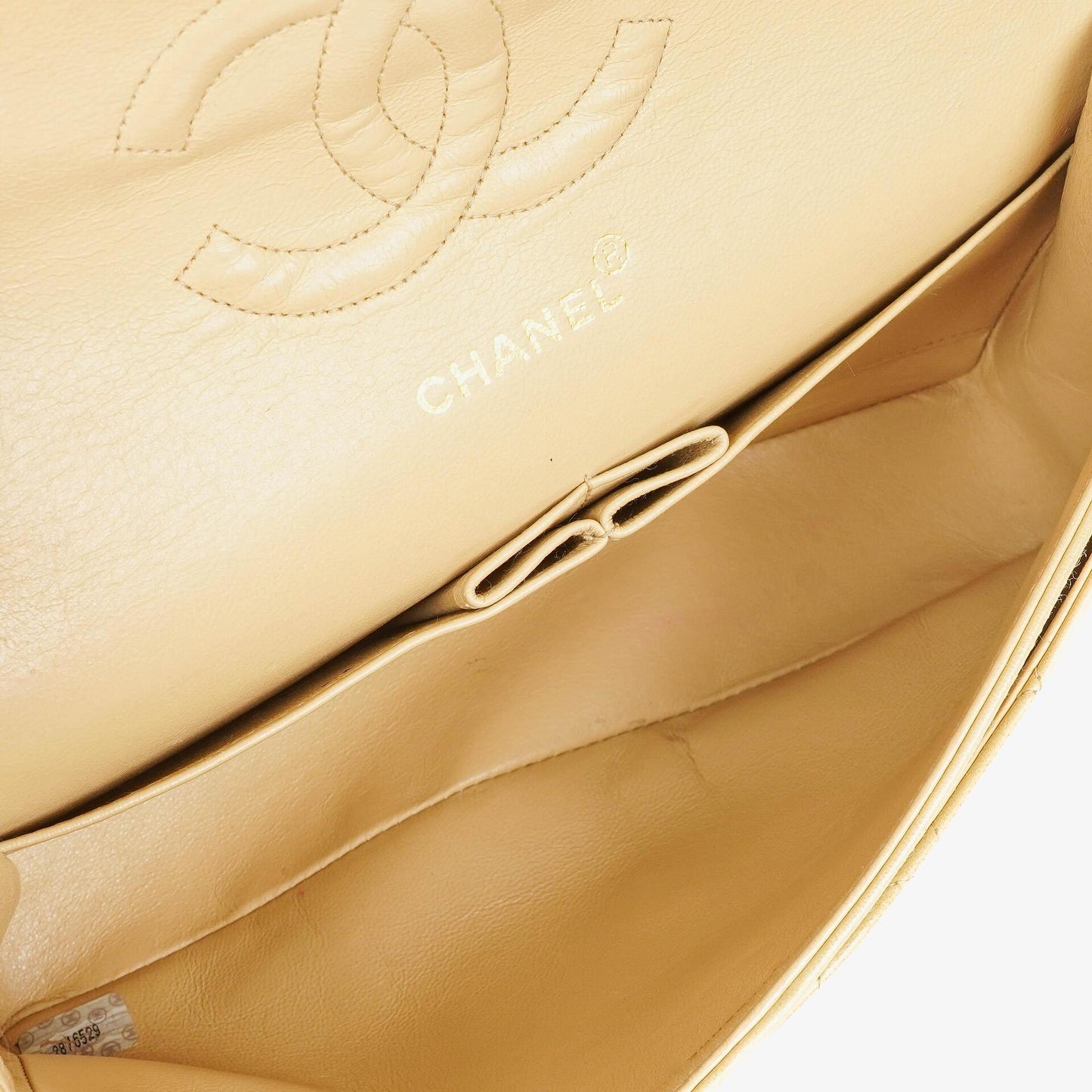 Chanel Timeless Classic Medium Double Flap Bag In Beige Quilted Lambskin And 24K Gold-Plated Hardware