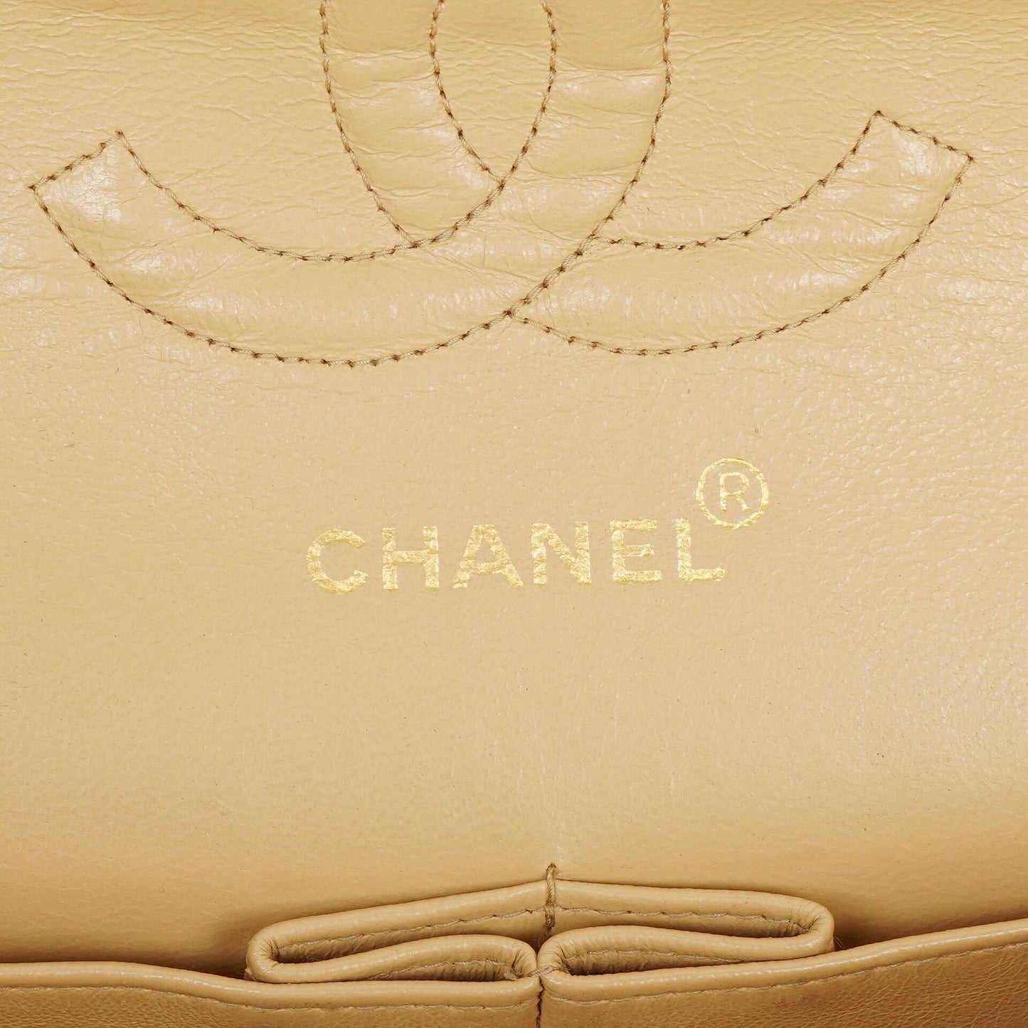 Chanel Timeless Classic Medium Double Flap Bag In Beige Quilted Lambskin And 24K Gold-Plated Hardware