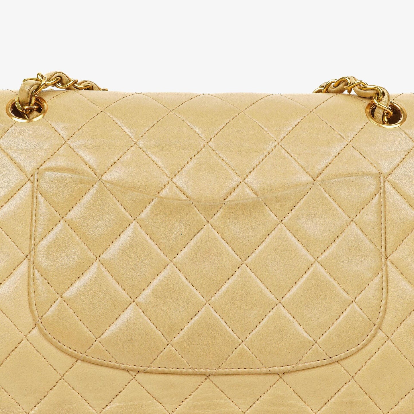 Chanel Timeless Classic Medium Double Flap Bag In Beige Quilted Lambskin And 24K Gold-Plated Hardware