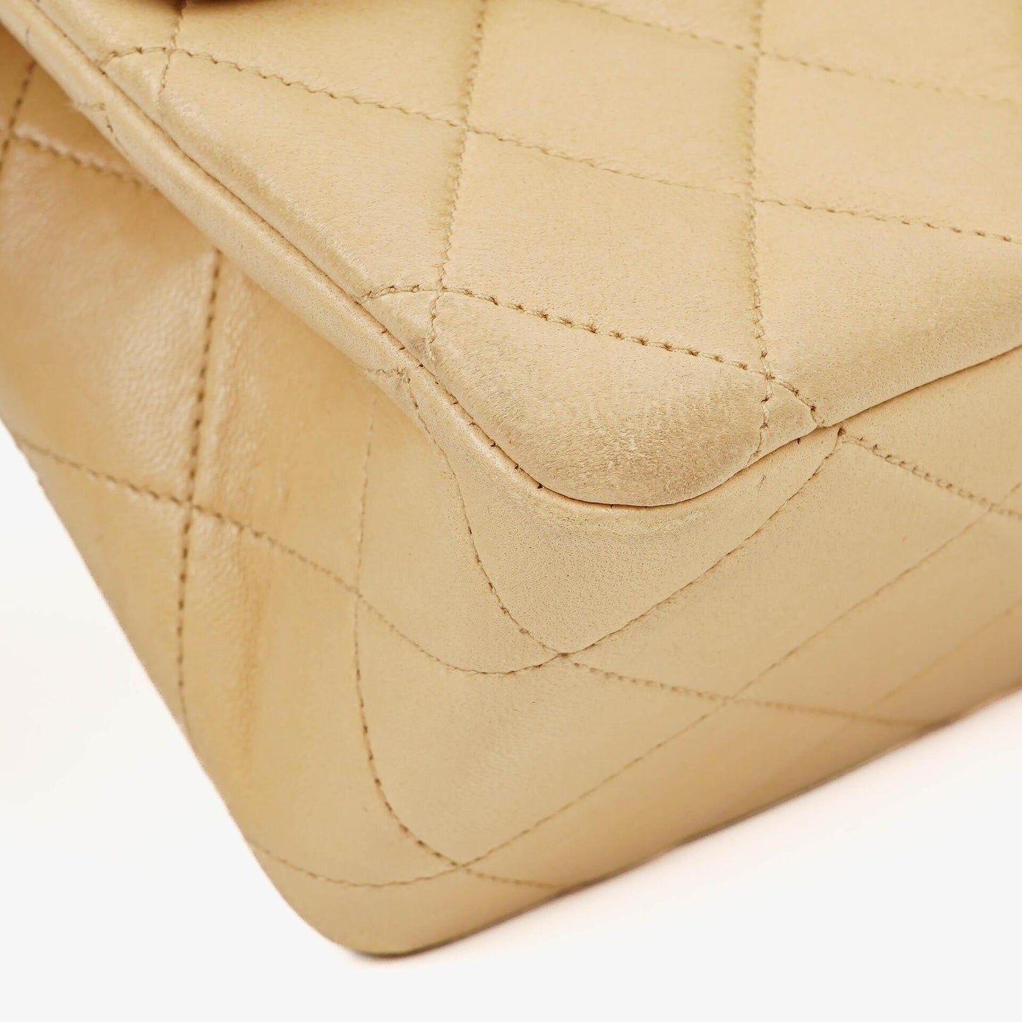 Chanel Timeless Classic Small Double Flap Bag In Beige Quilted Lambskin And 24K Gold-Plated Hardware