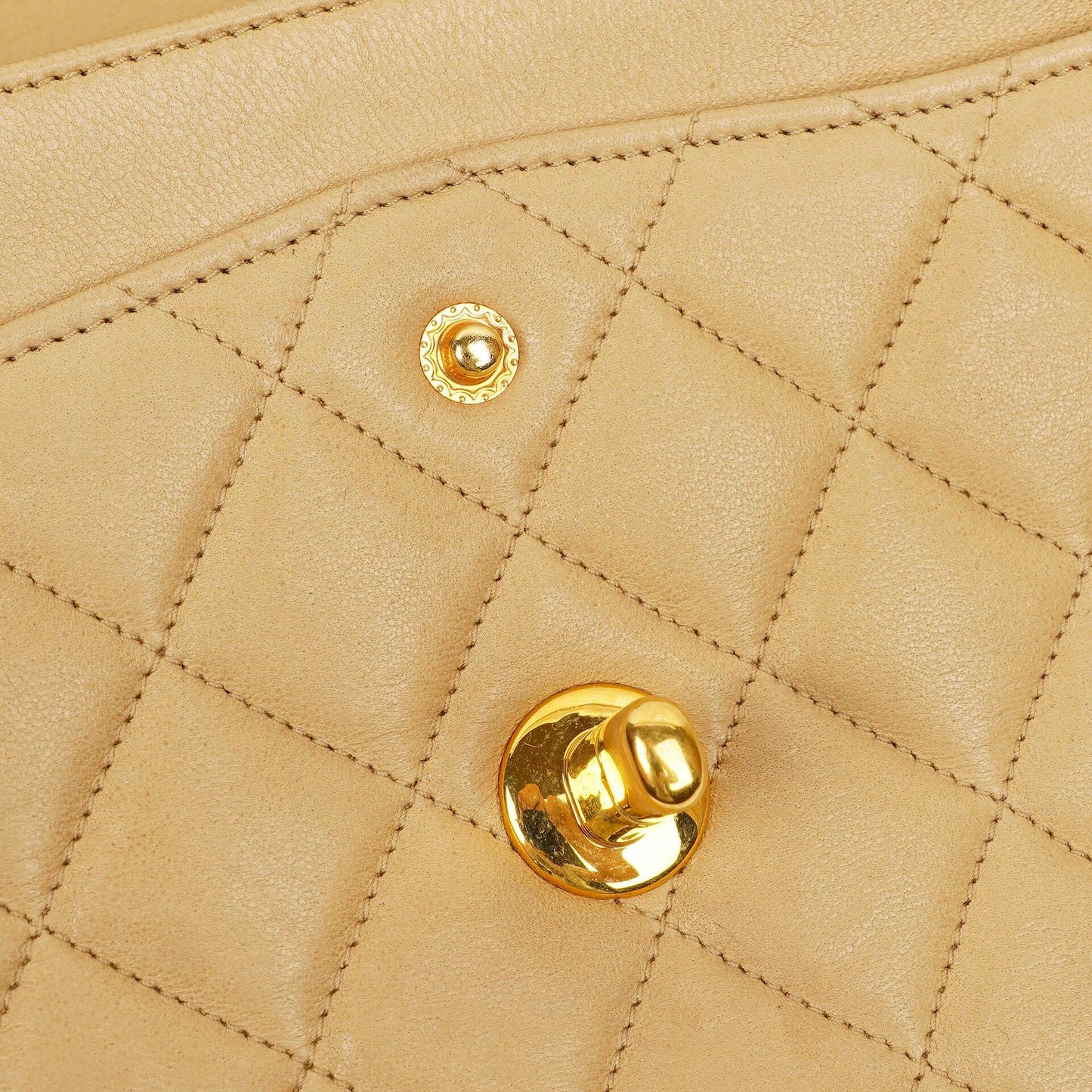 Chanel Timeless Classic Small Double Flap Bag In Beige Quilted Lambskin And 24K Gold-Plated Hardware