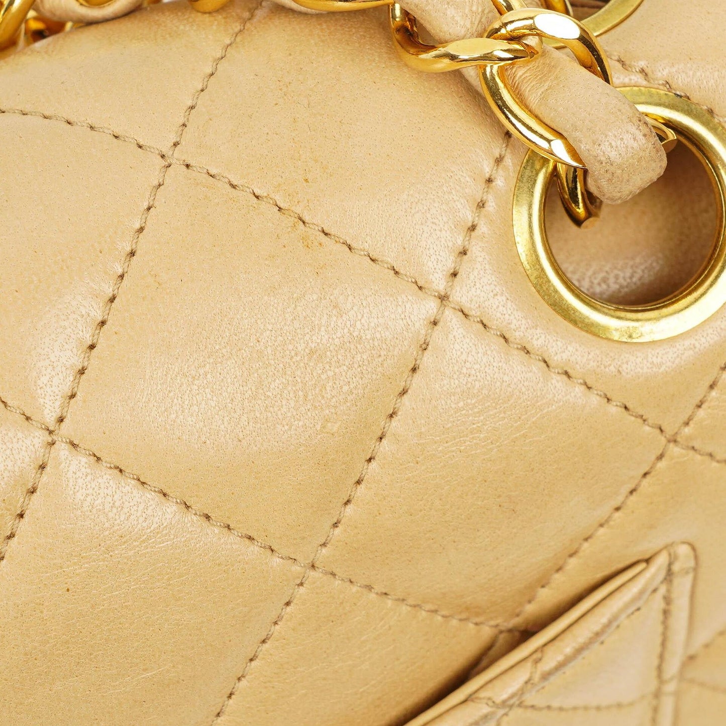 Chanel Timeless Classic Small Double Flap Bag In Beige Quilted Lambskin And 24K Gold-Plated Hardware