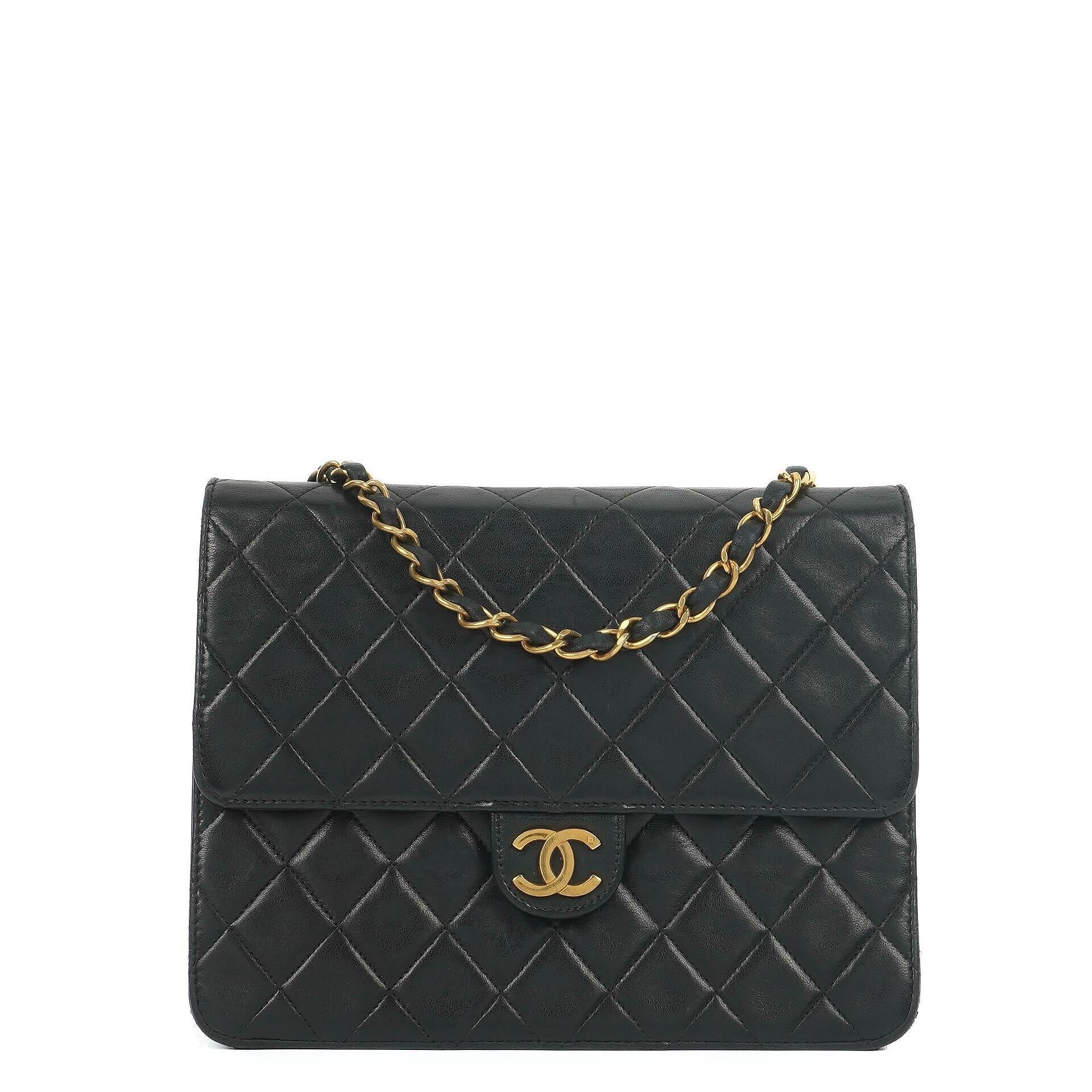 Chanel Timeless Classic Small Flap Bag In Black Quilted Lambskin And 24K Gold-Plated Hardware
