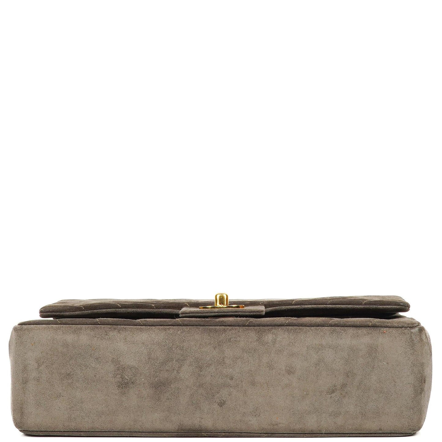 Chanel Timeless Classic Suede Chevron Medium Double Flap Bag With 24K Gold-Plated Hardware