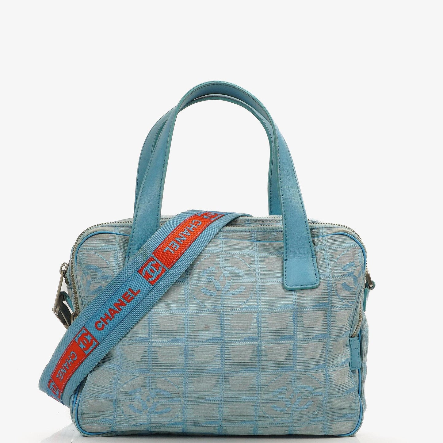 Chanel Travel Line Light Blue Nylon CC Logo Bag