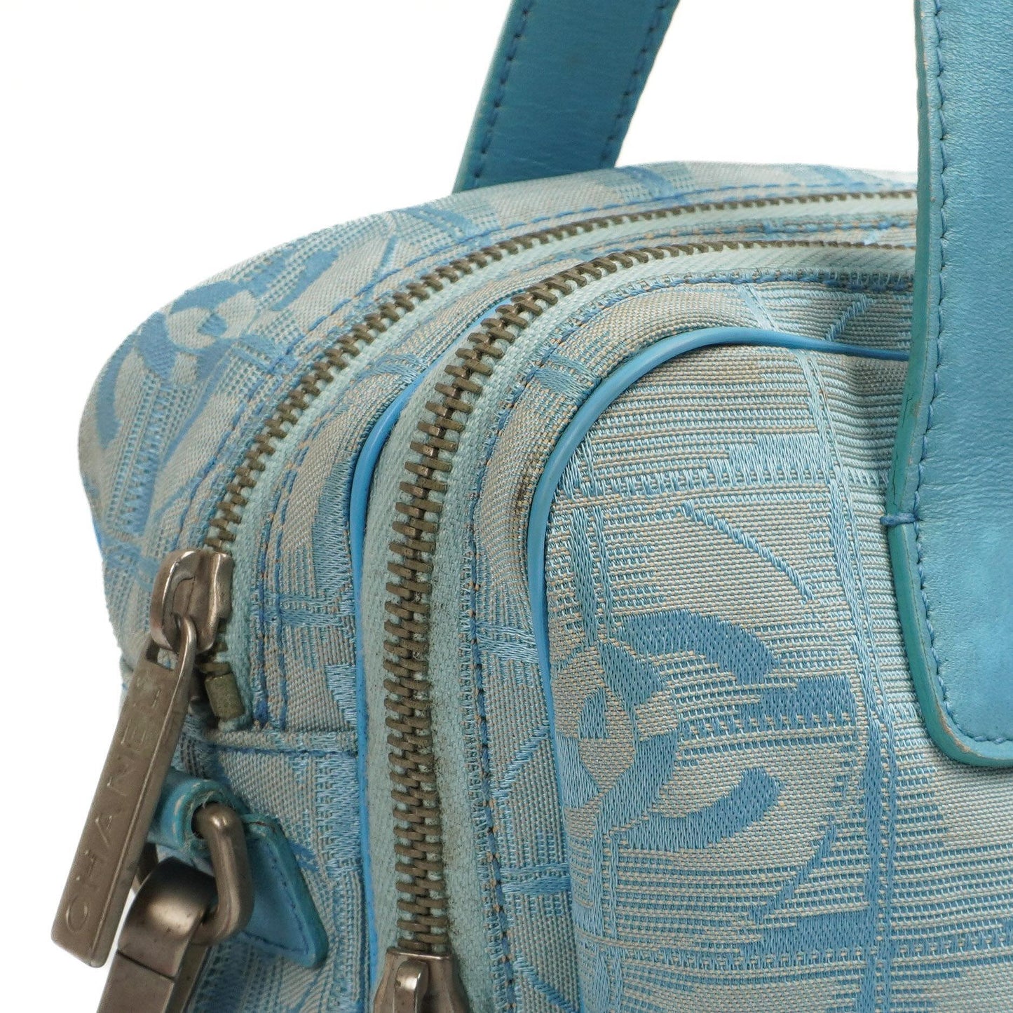 Chanel Travel Line Light Blue Nylon CC Logo Bag