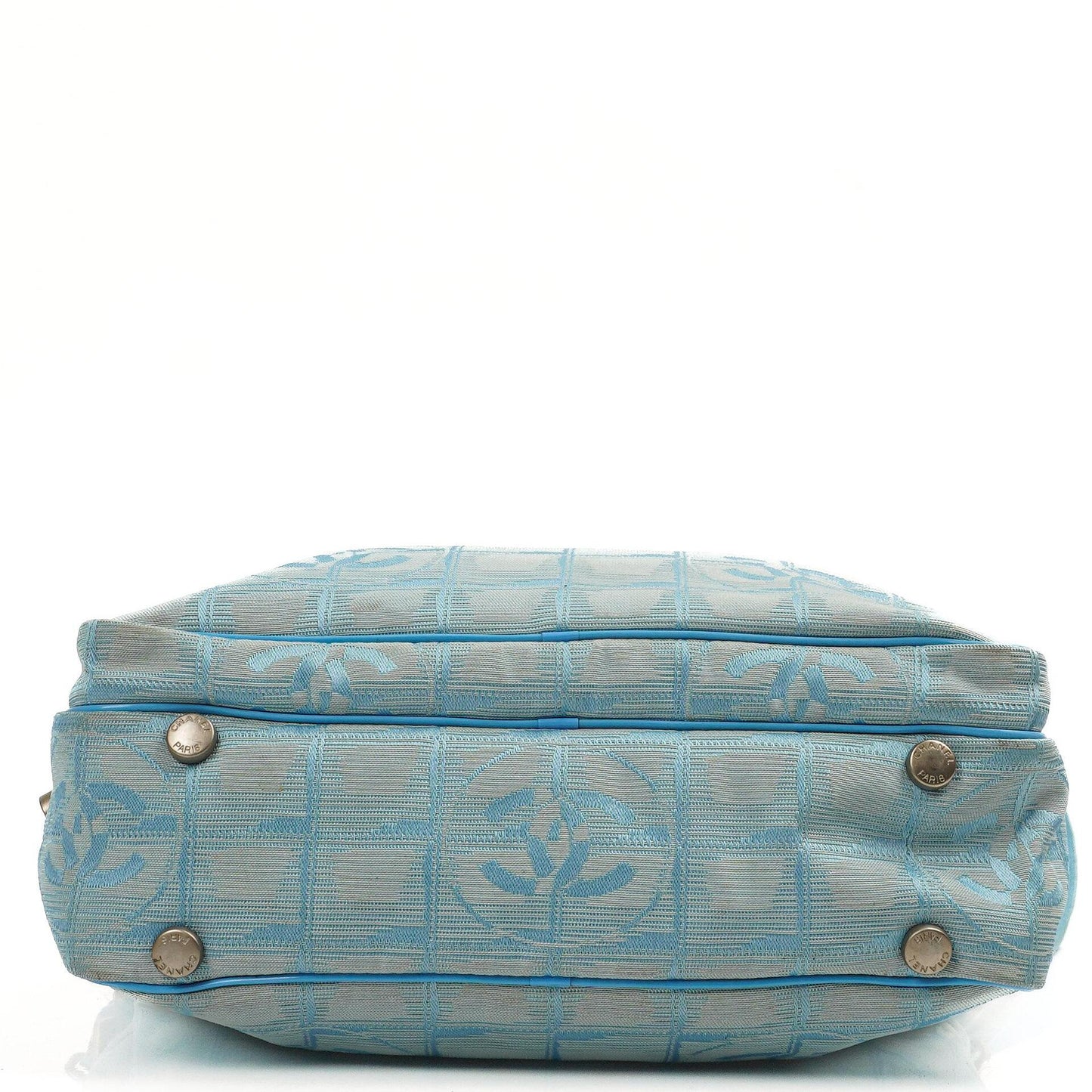 Chanel Travel Line Light Blue Nylon CC Logo Bag