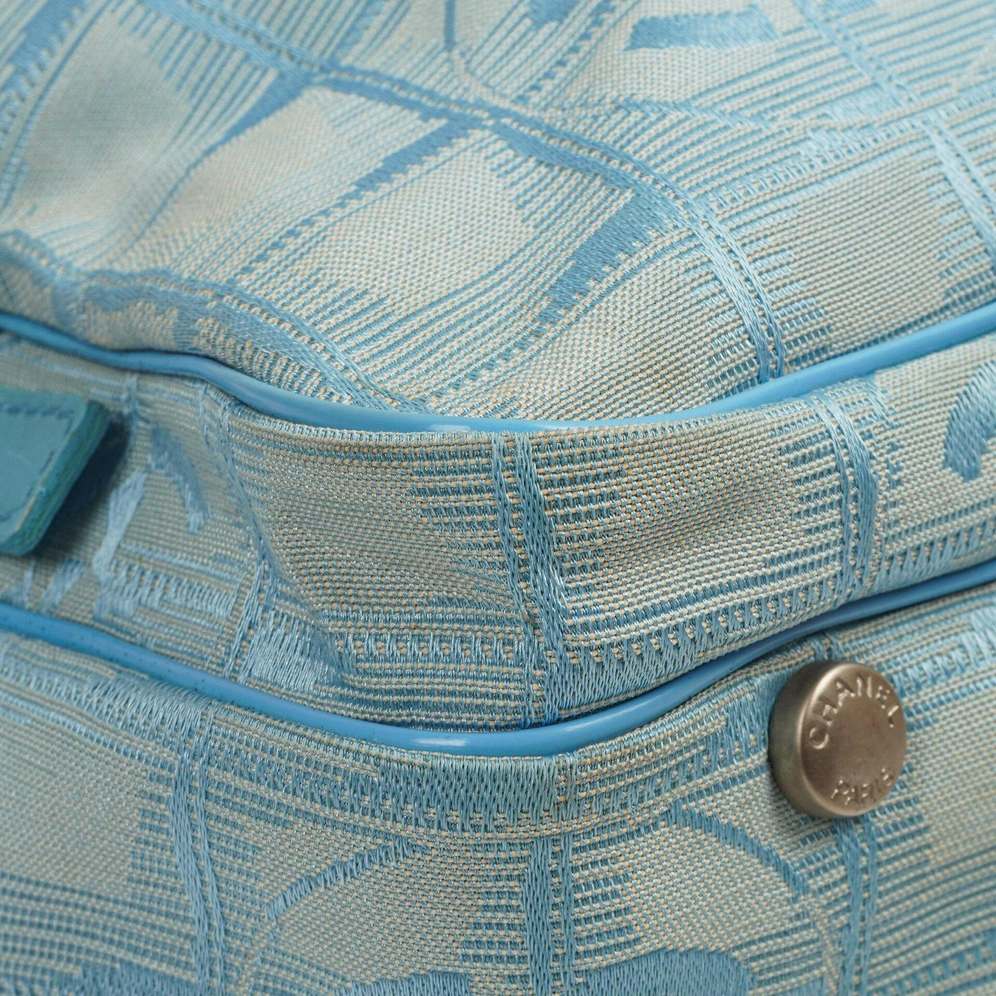 Chanel Travel Line Light Blue Nylon CC Logo Bag