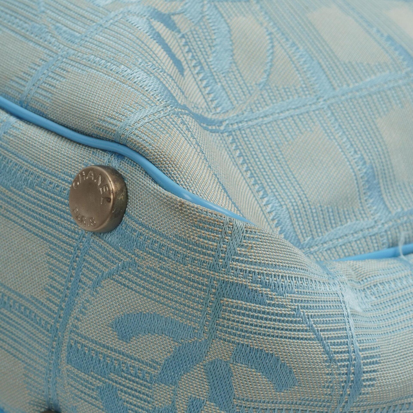 Chanel Travel Line Light Blue Nylon CC Logo Bag
