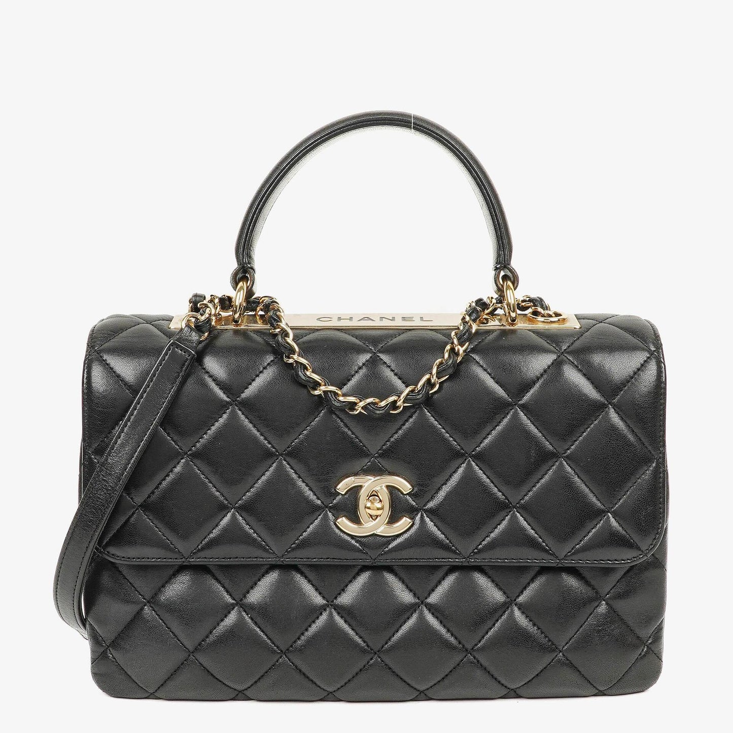 Chanel Trendy CC Large Black Quilted Lambskin Dual Handle Flap Bag