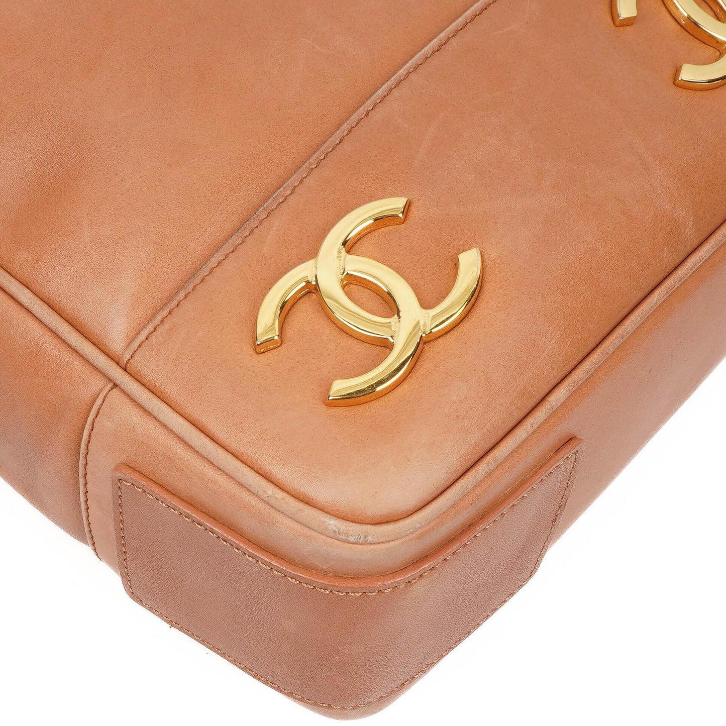 Chanel Triple CC Brown Leather Shopping Tote