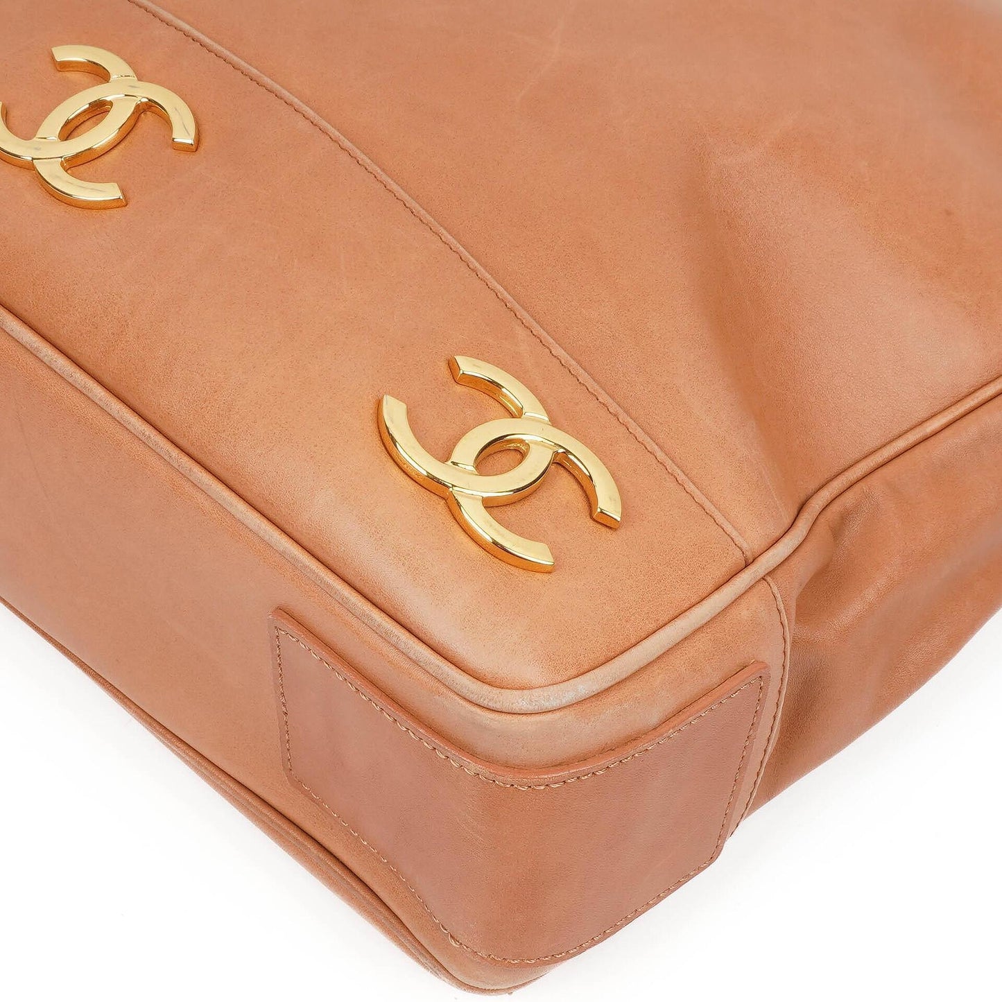 Chanel Triple CC Brown Leather Shopping Tote