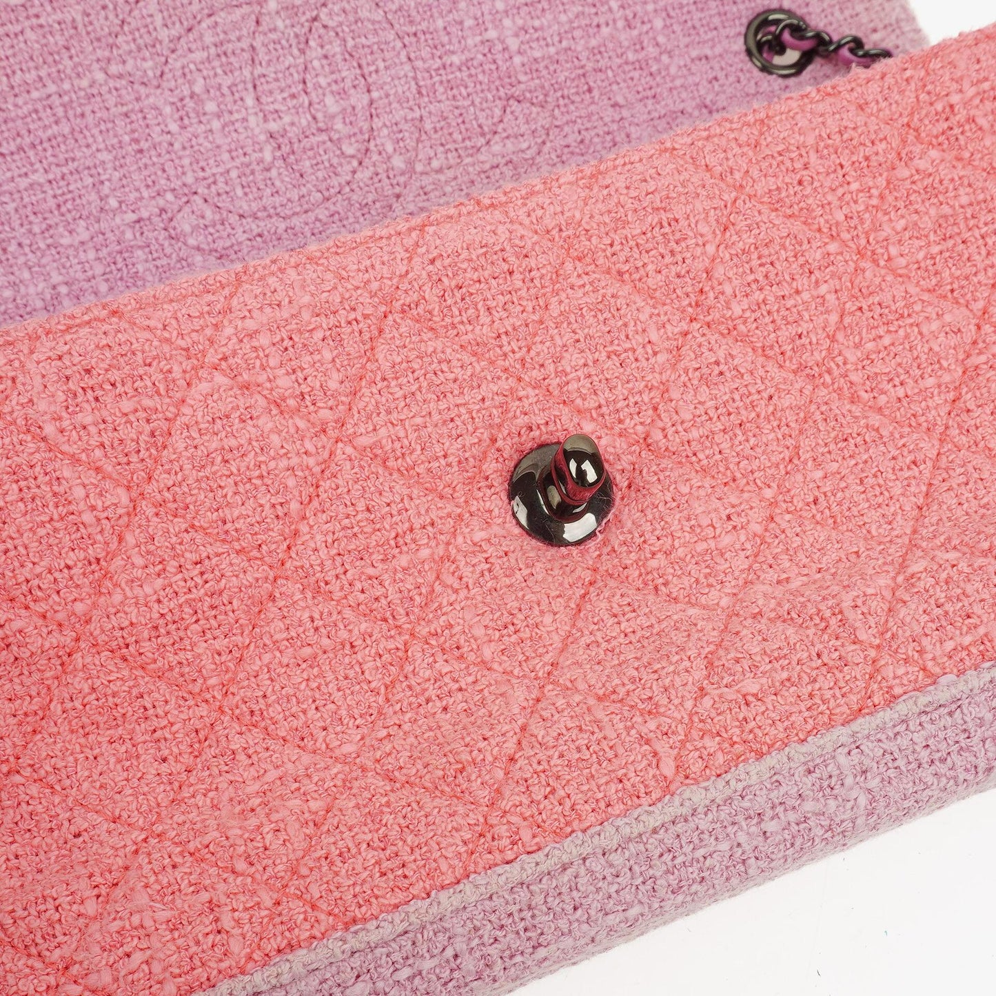 Chanel Tweed Medium Two-Toned Pink Shoulder Flap Bag