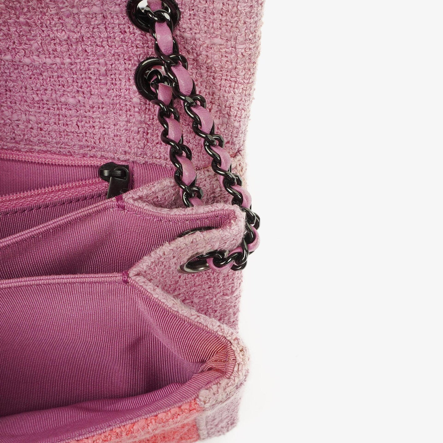 Chanel Tweed Medium Two-Toned Pink Shoulder Flap Bag