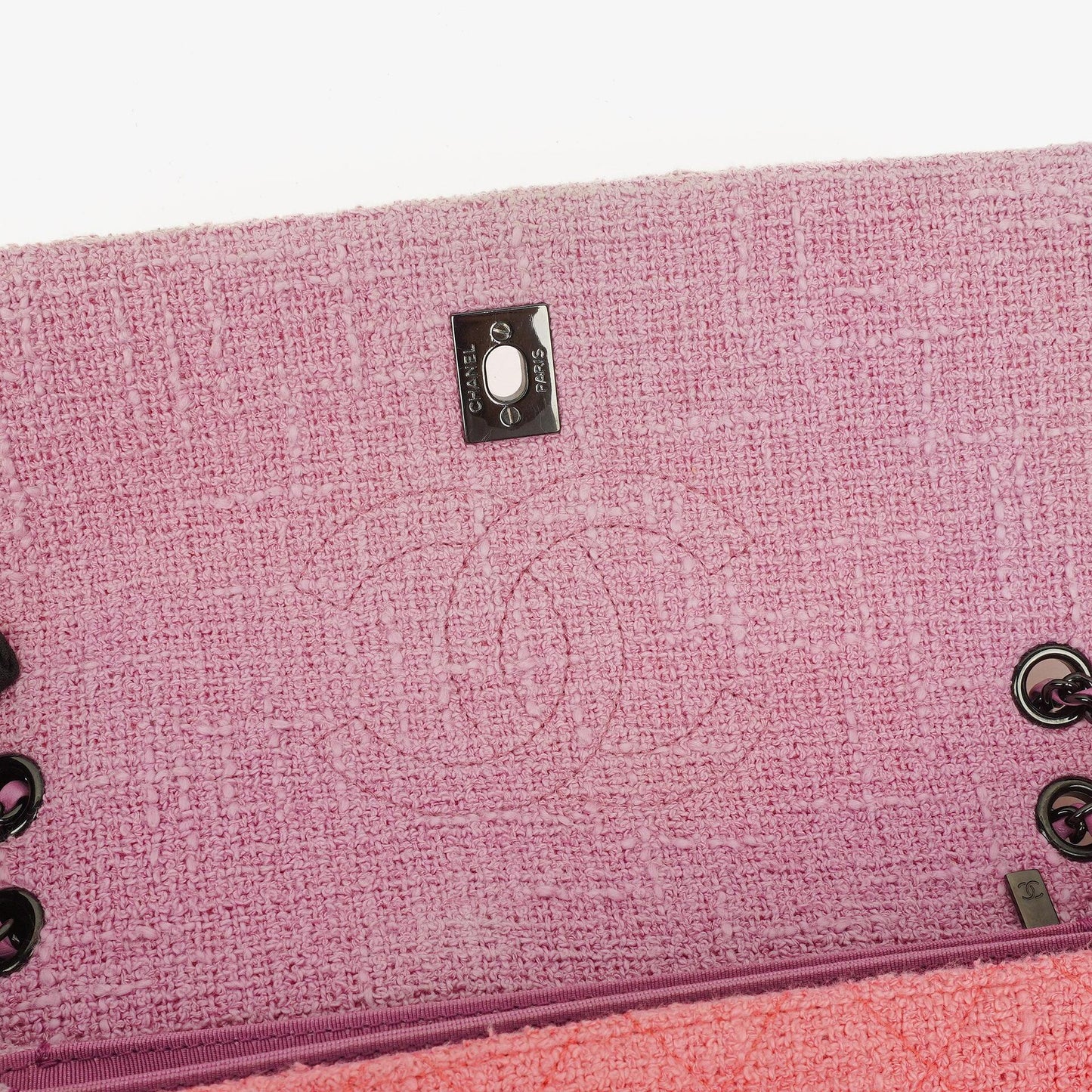 Chanel Tweed Medium Two-Toned Pink Shoulder Flap Bag