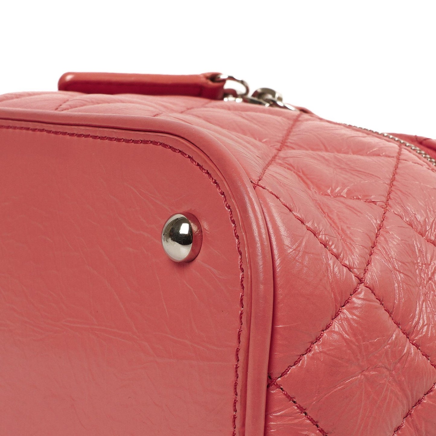 Chanel Vanity Shoulder bag In Crinkled Pink Quilted Calfskin And Clear PVC, 2017-2018
