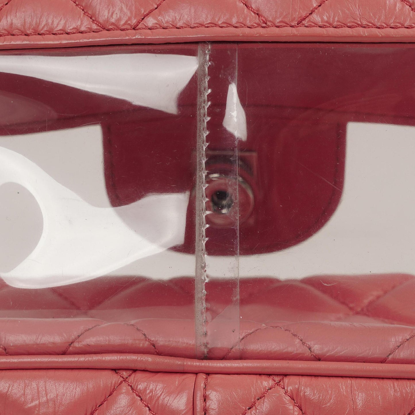 Chanel Vanity Shoulder bag In Crinkled Pink Quilted Calfskin And Clear PVC, 2017-2018