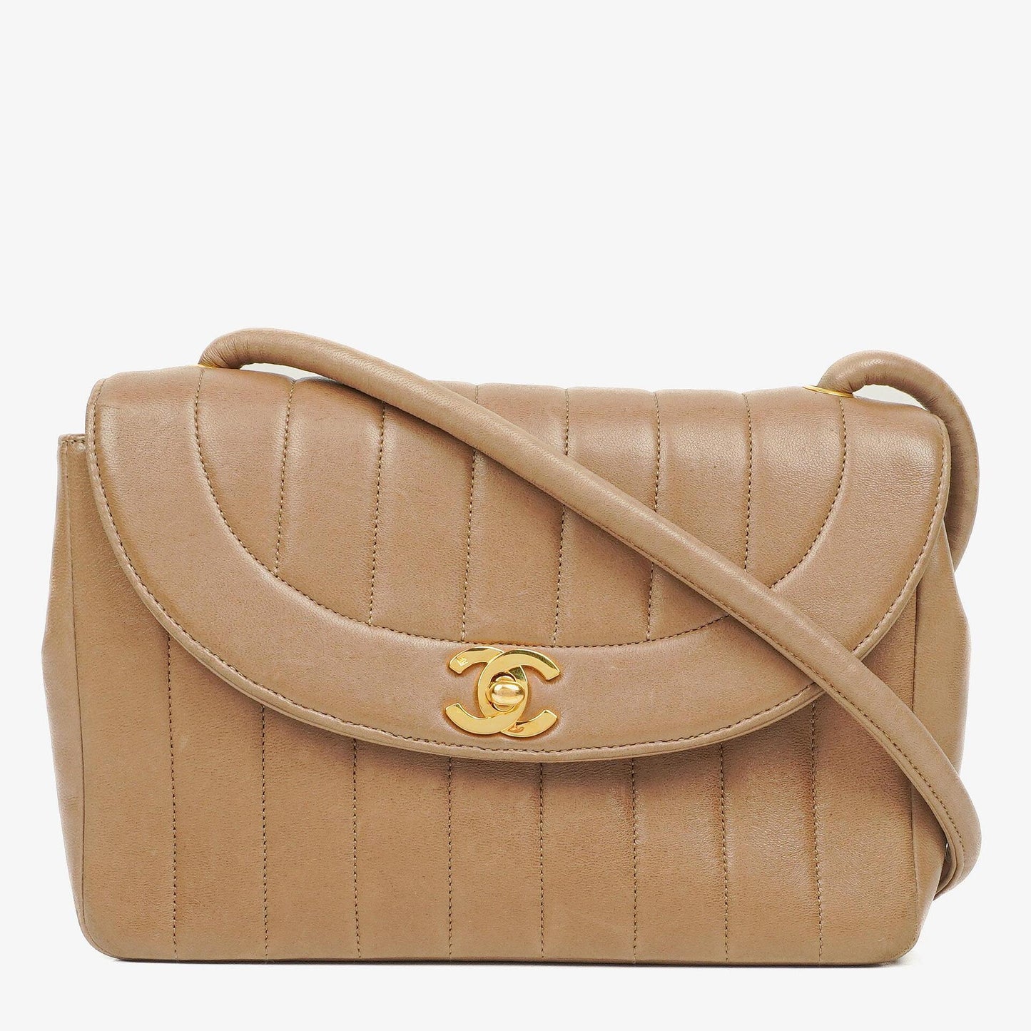 Chanel Vertical Quilted Lambskin Single Flap Diana Bag With 24K Gold-Plated Hardware