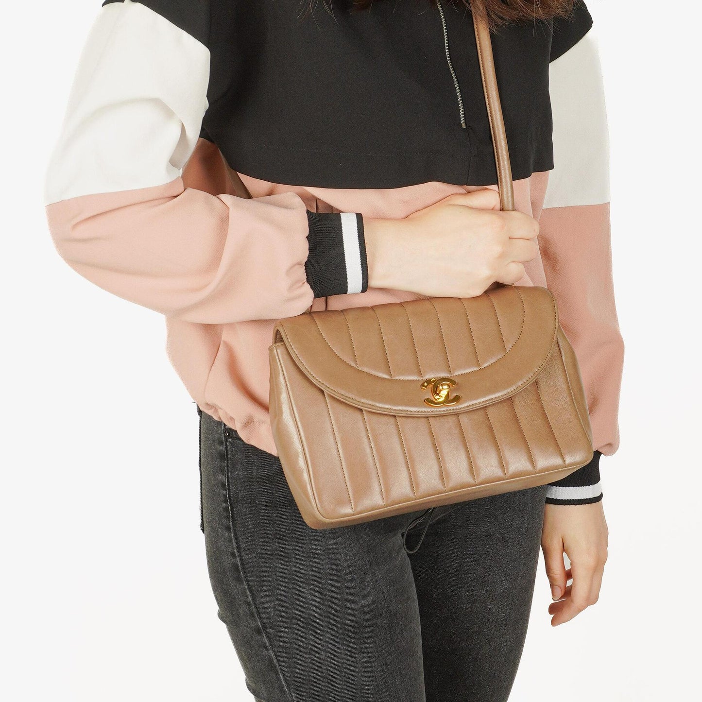Chanel Vertical Quilted Lambskin Single Flap Diana Bag With 24K Gold-Plated Hardware